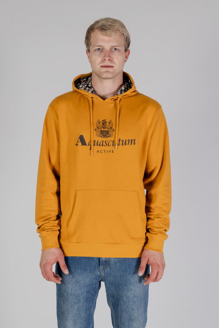 Felpa con cappuccio Aquascutum ACTIVE BIG LOGO HOODIE Senape