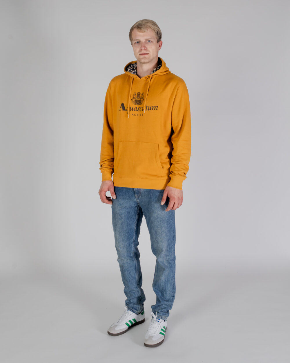 Felpa con cappuccio Aquascutum ACTIVE BIG LOGO HOODIE Senape - Foto 2