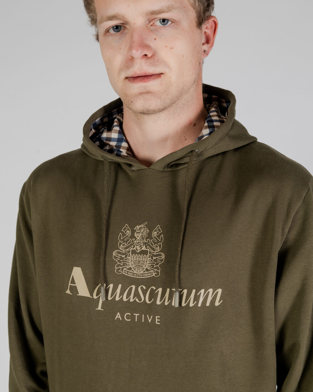 Felpa con cappuccio Aquascutum ACTIVE BIG LOGO HOODIE Verde Oliva - Foto 4