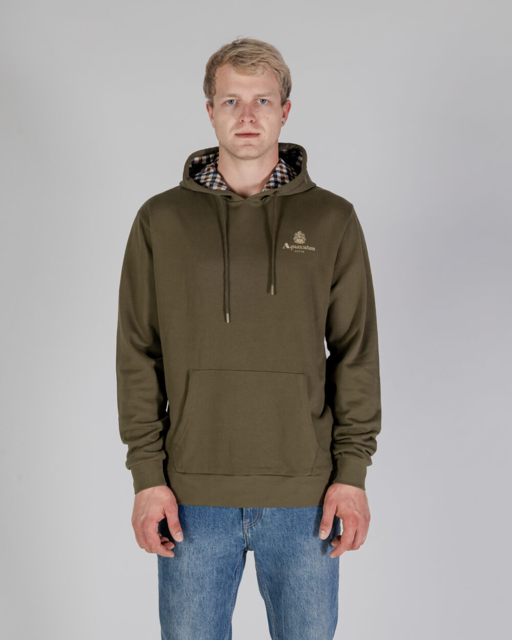 Felpa con cappuccio Aquascutum ACTIVE SMALL LOGO HOODIE Verde Oliva - Foto 1