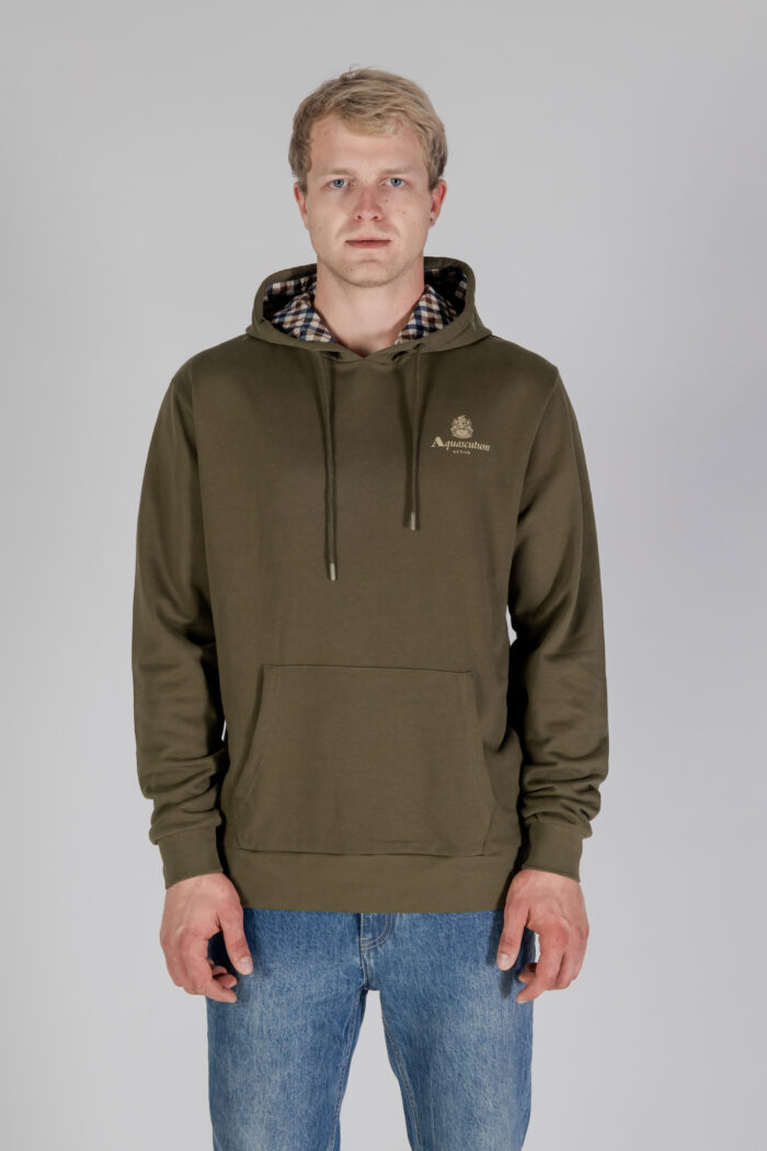 Felpa con cappuccio Aquascutum ACTIVE SMALL LOGO HOODIE Verde Oliva