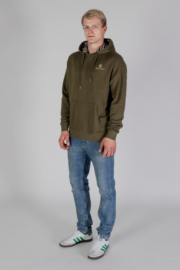 Felpa con cappuccio Aquascutum ACTIVE SMALL LOGO HOODIE Verde Oliva