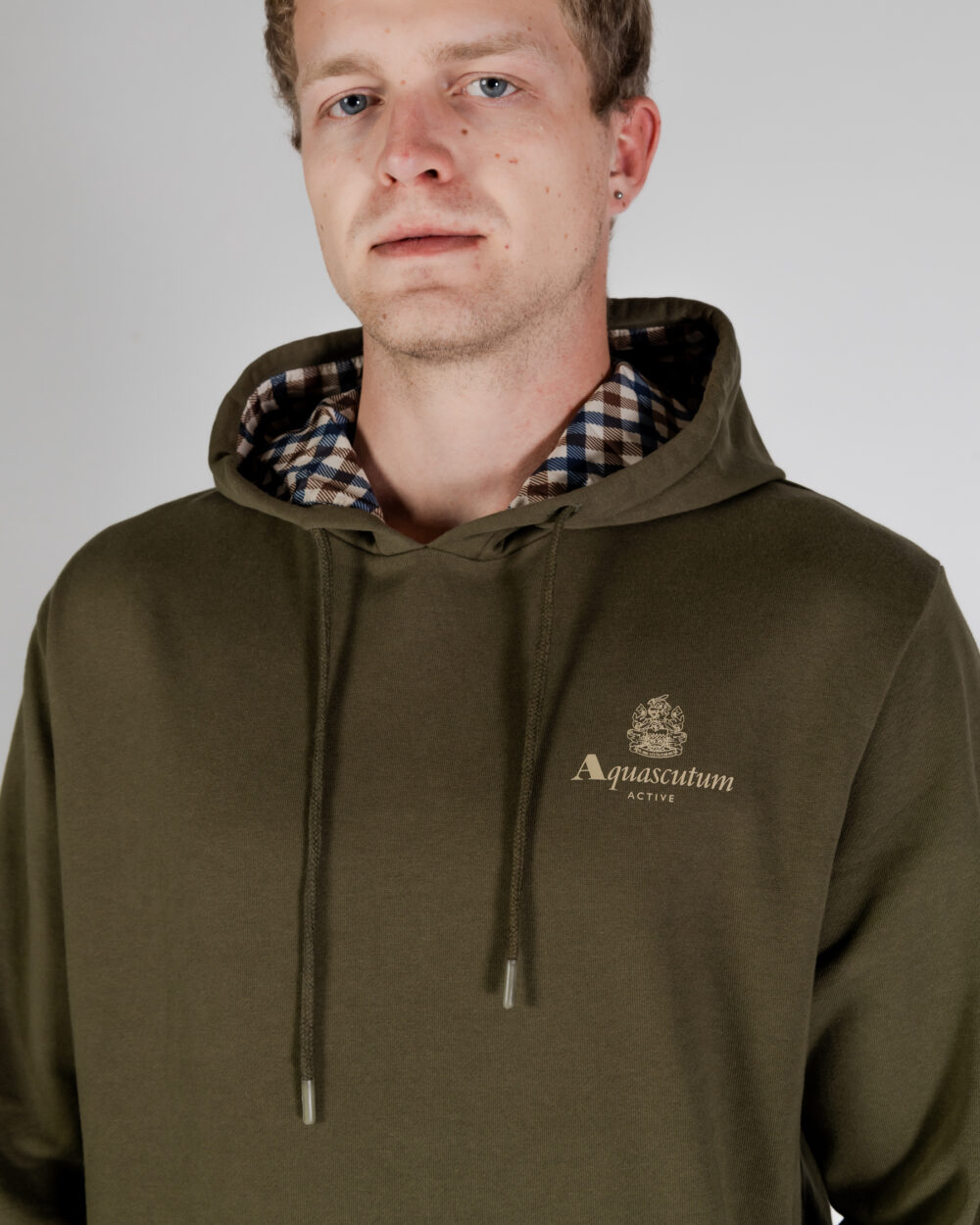 Felpa con cappuccio Aquascutum ACTIVE SMALL LOGO HOODIE Verde Oliva - Foto 3