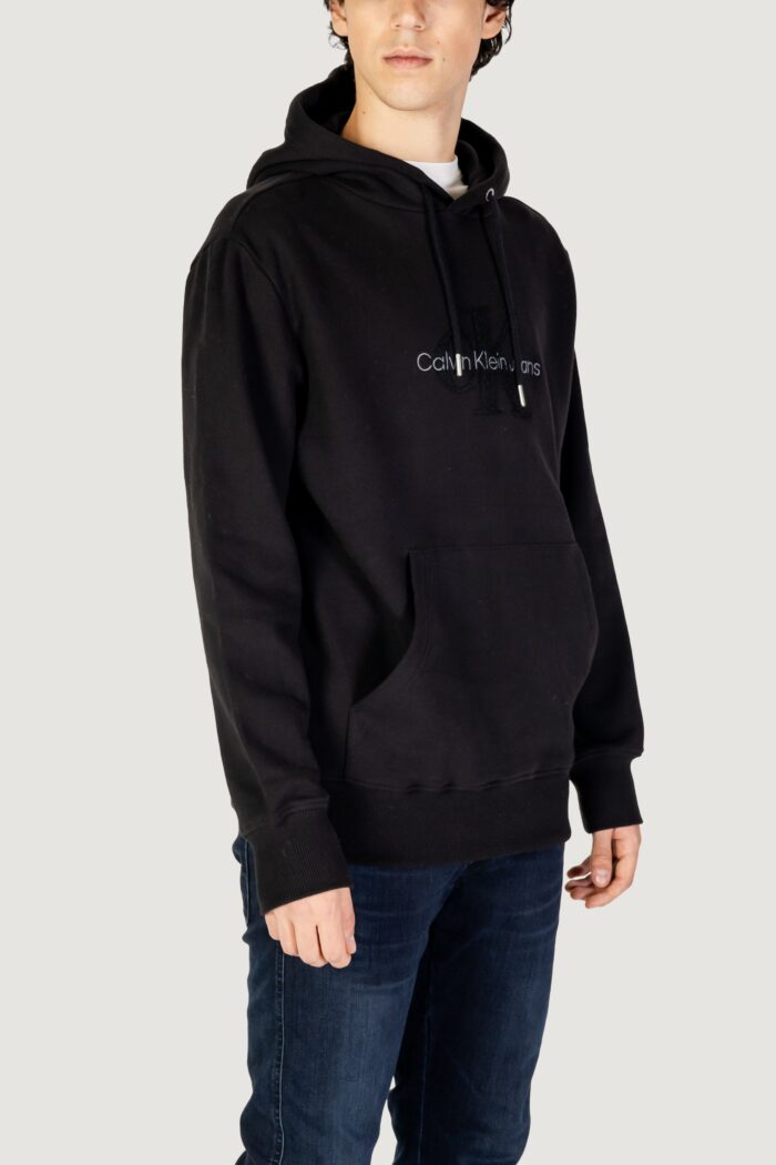 Felpa con cappuccio Calvin Klein CHENILLE MONOLOGO Nero