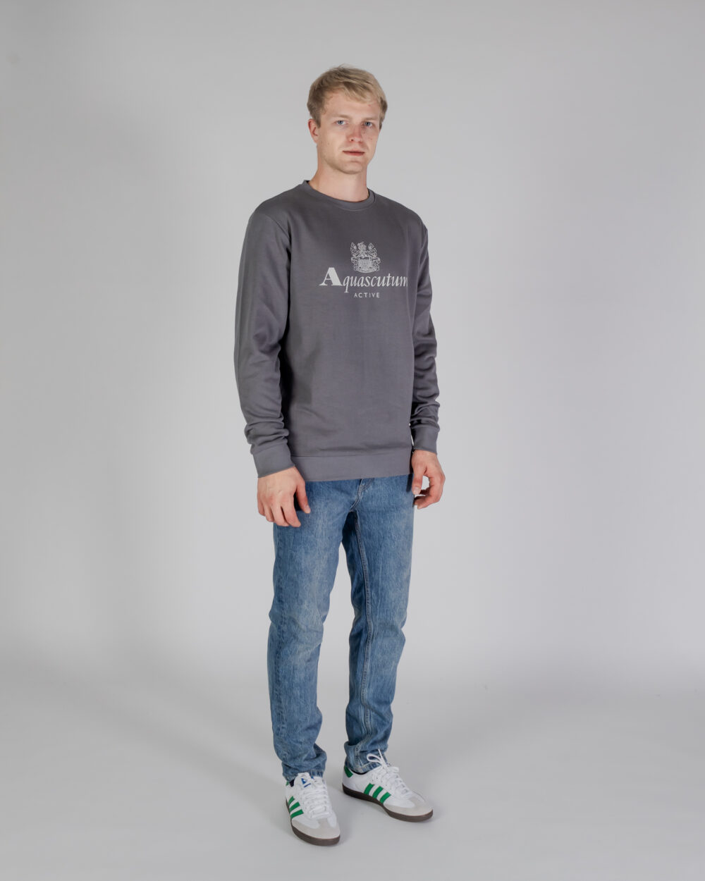 Felpa senza cappuccio Aquascutum ACTIVE BIG LOGO CREWNECK Antracite - Foto 2