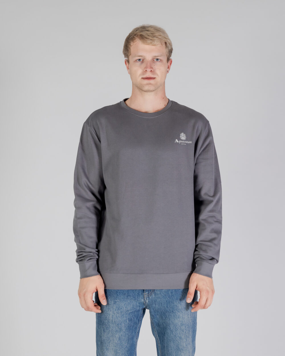 Felpa senza cappuccio Aquascutum ACTIVE SMALL LOGO CREWNECK Antracite - Foto 1