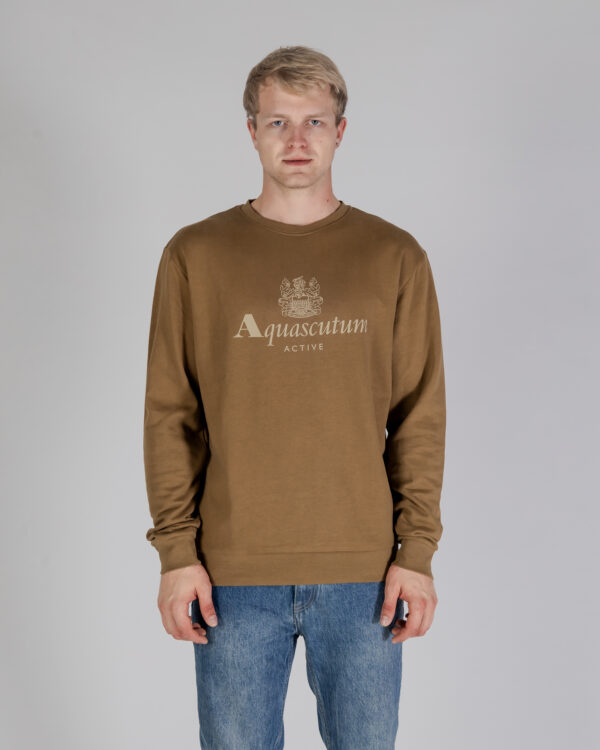 Felpa senza cappuccio Aquascutum ACTIVE BIG LOGO CREWNECK Beige scuro - Foto 1