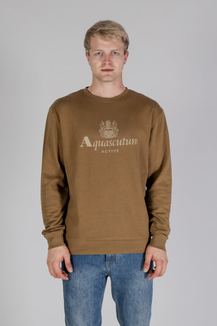 Felpa senza cappuccio Aquascutum ACTIVE BIG LOGO CREWNECK Beige scuro