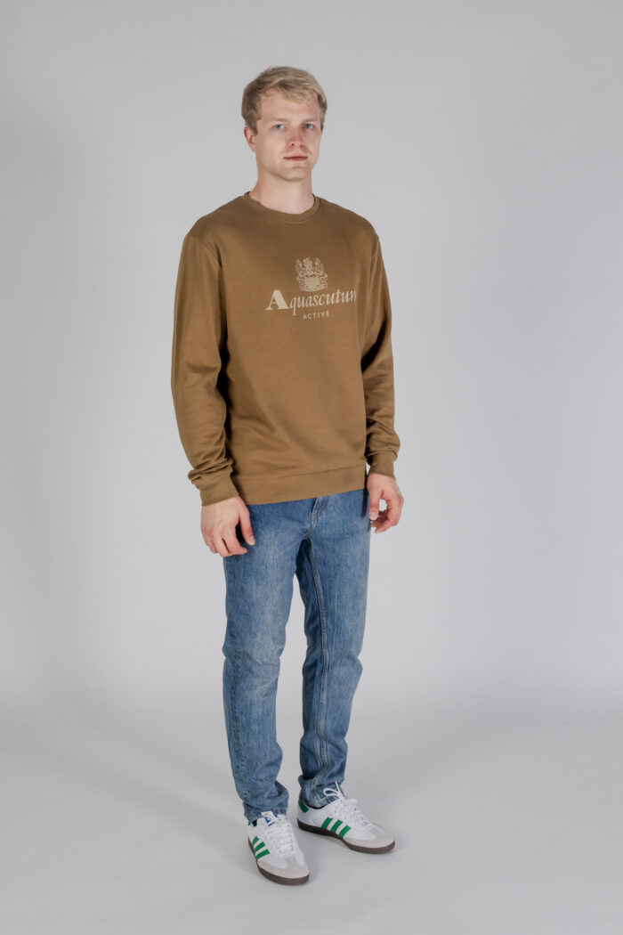 Felpa senza cappuccio Aquascutum ACTIVE BIG LOGO CREWNECK Beige scuro