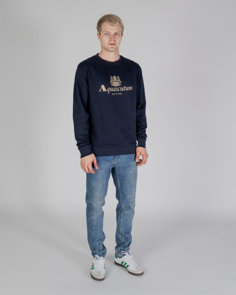 Felpa senza cappuccio Aquascutum ACTIVE BIG LOGO CREWNECK Blu - Foto 2