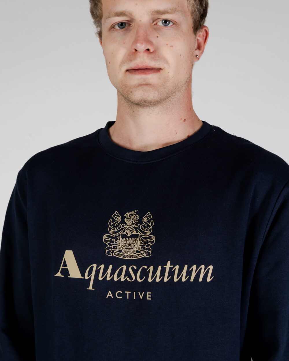 Felpa senza cappuccio Aquascutum ACTIVE BIG LOGO CREWNECK Blu - Foto 4