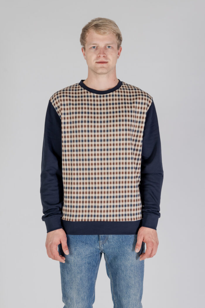 Felpa senza cappuccio Aquascutum ACTIVE CLUB CHECK CREWNECK Blu