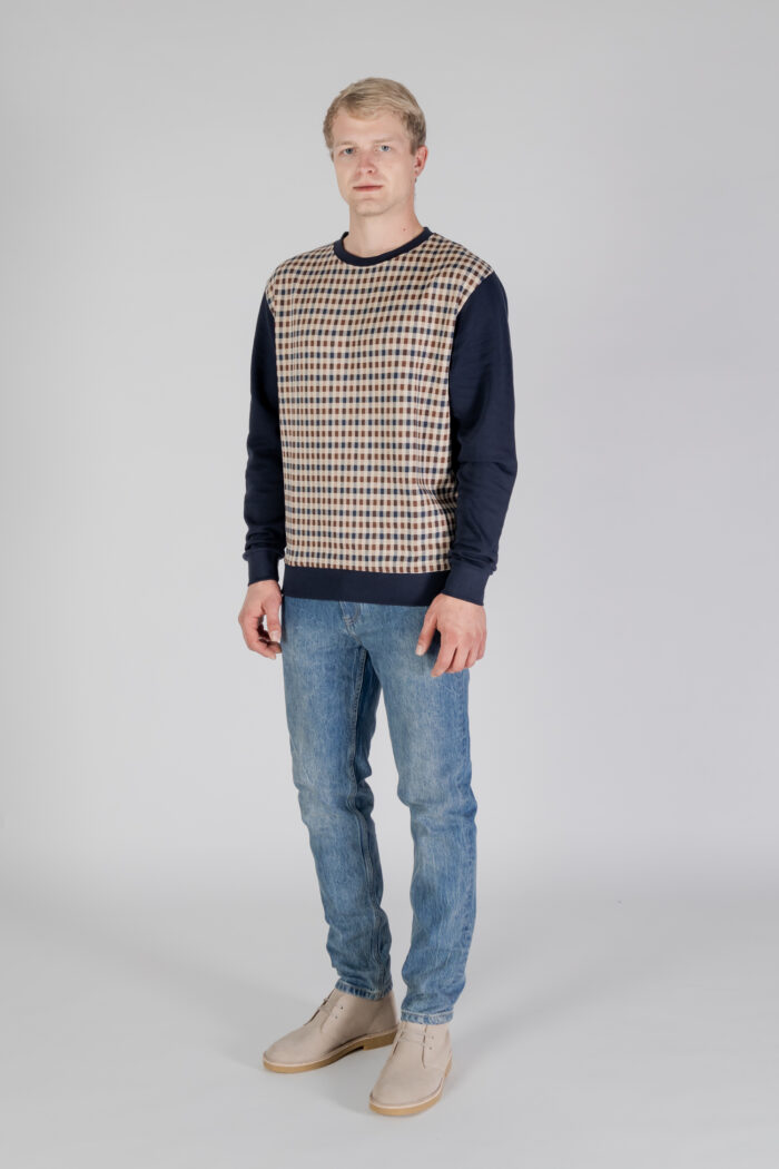 Felpa senza cappuccio Aquascutum ACTIVE CLUB CHECK CREWNECK Blu