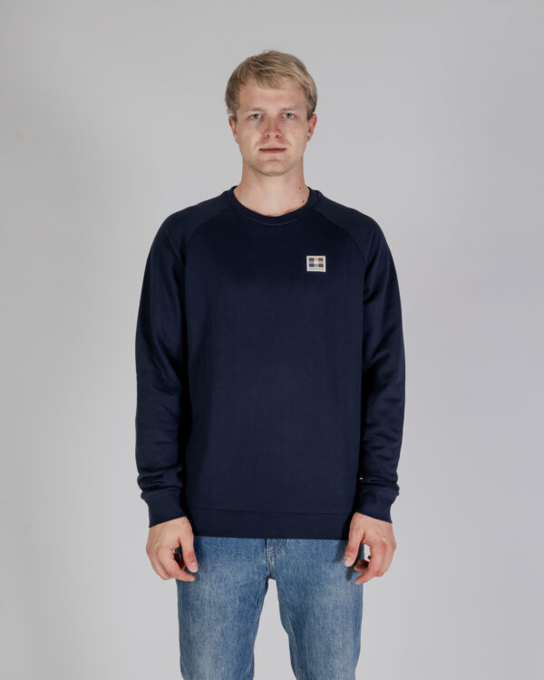 Felpa senza cappuccio Aquascutum ACTIVE PATCH CREWNECK Blu - Foto 1