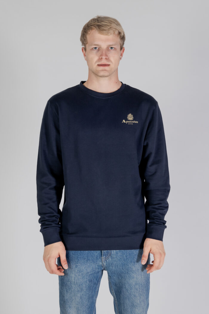 Felpa senza cappuccio Aquascutum ACTIVE SMALL LOGO CREWNECK Blu