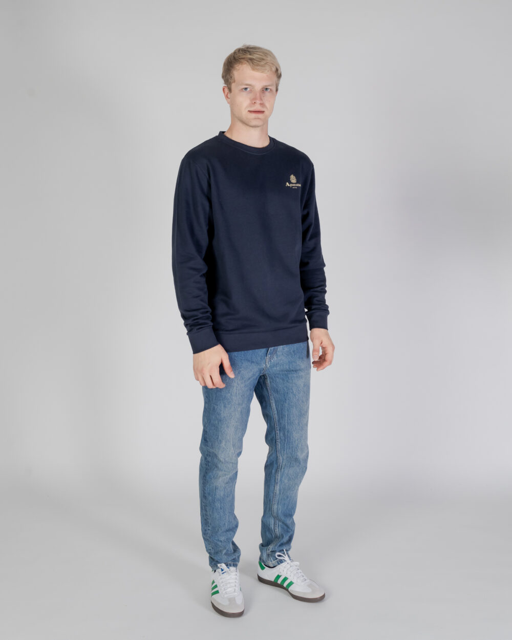 Felpa senza cappuccio Aquascutum ACTIVE SMALL LOGO CREWNECK Blu - Foto 2