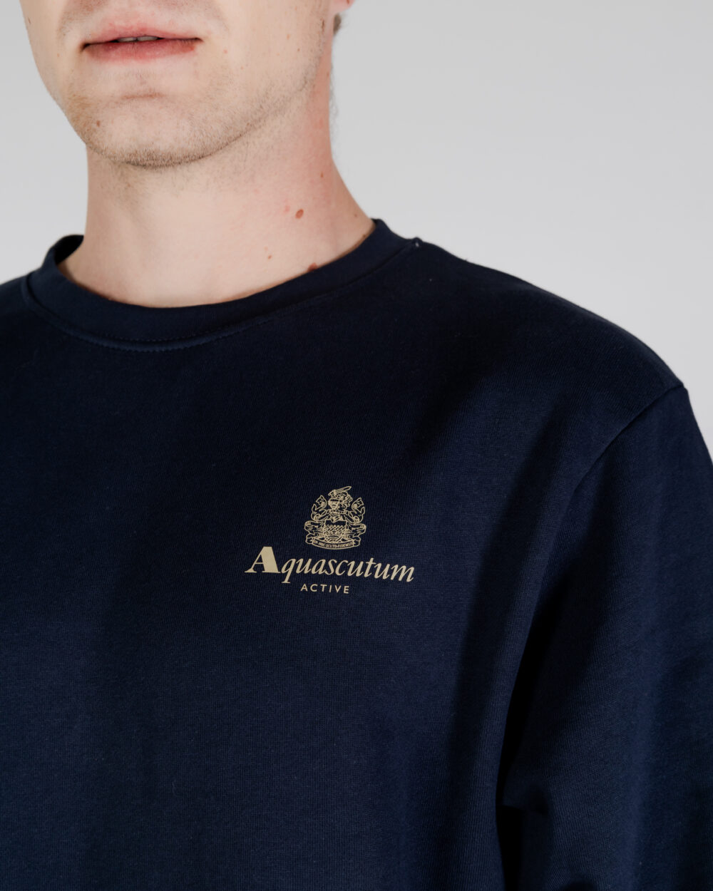 Felpa senza cappuccio Aquascutum ACTIVE SMALL LOGO CREWNECK Blu - Foto 4