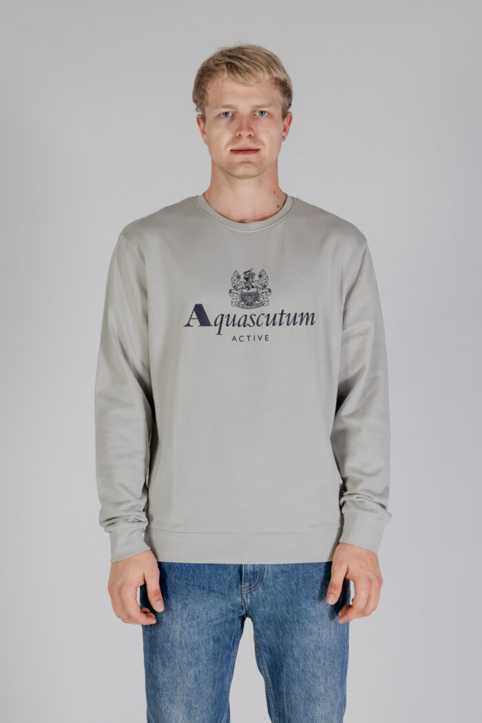 Felpa senza cappuccio Aquascutum ACTIVE BIG LOGO CREWNECK Grigio