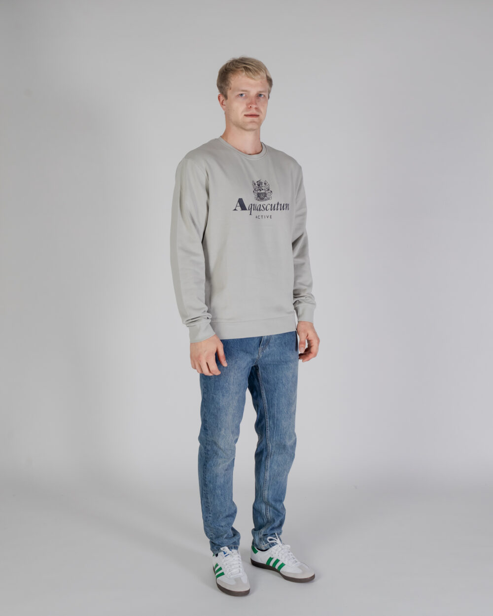 Felpa senza cappuccio Aquascutum ACTIVE BIG LOGO CREWNECK Grigio - Foto 2