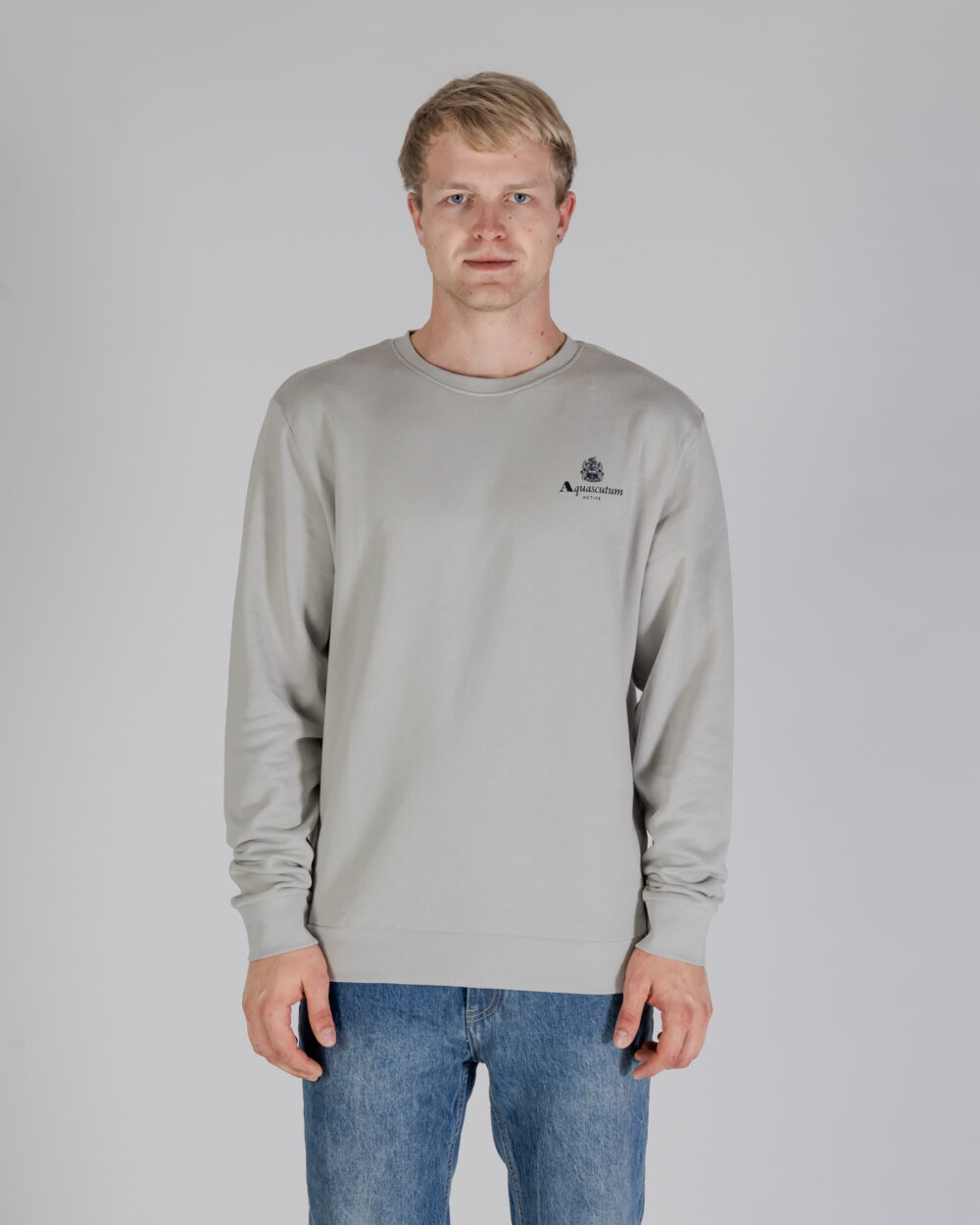 Felpa senza cappuccio Aquascutum ACTIVE SMALL LOGO CREWNECK Grigio - Foto 1