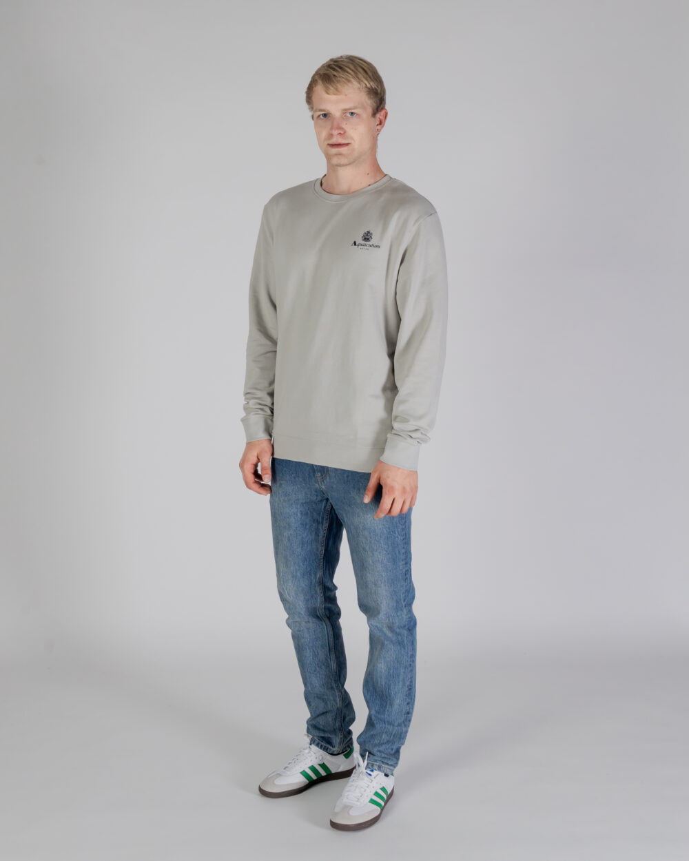 Felpa senza cappuccio Aquascutum ACTIVE SMALL LOGO CREWNECK Grigio - Foto 2