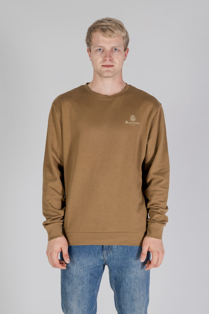 Felpa senza cappuccio Aquascutum ACTIVE SMALL LOGO CREWNECK Marrone