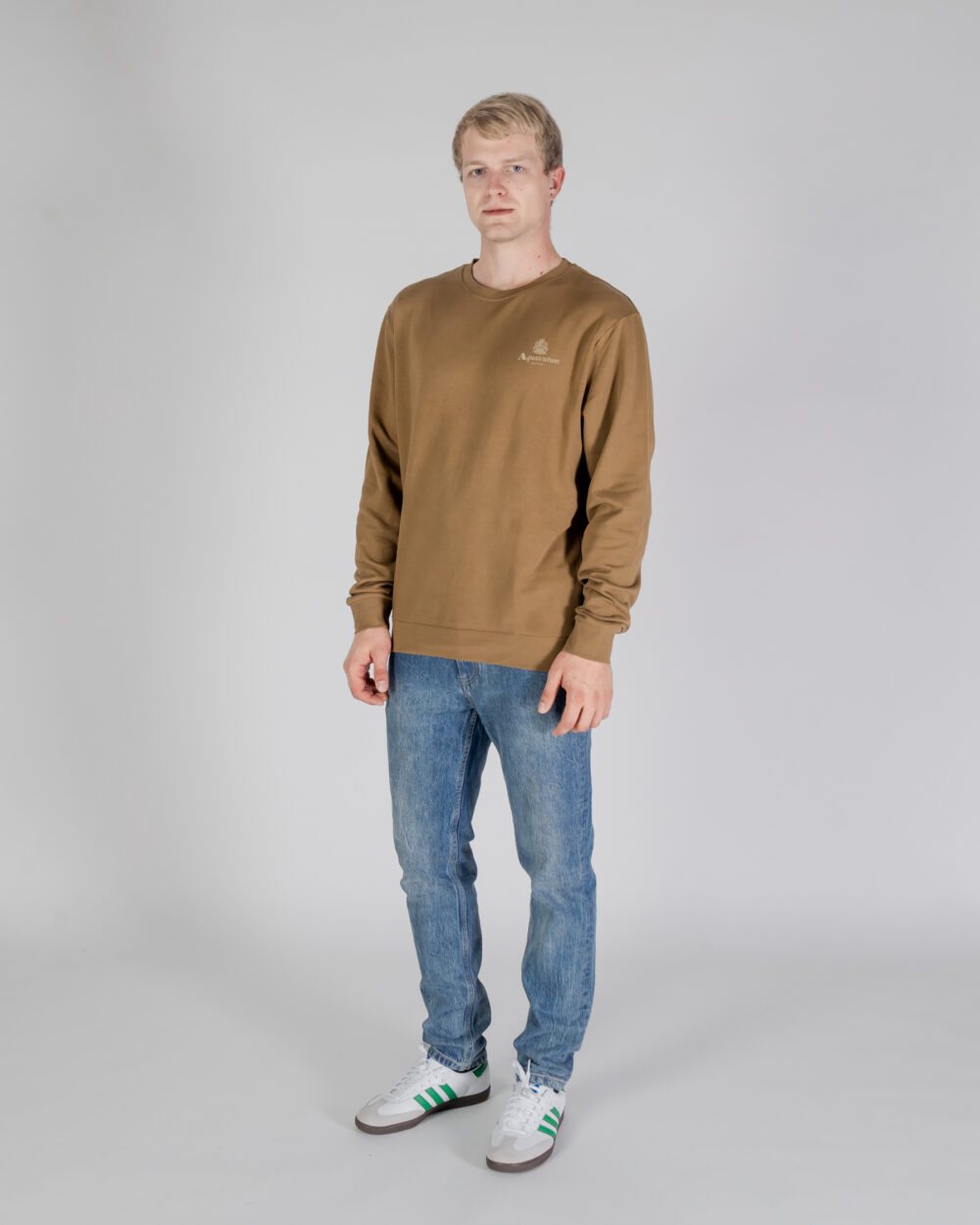 Felpa senza cappuccio Aquascutum ACTIVE SMALL LOGO CREWNECK Marrone - Foto 2