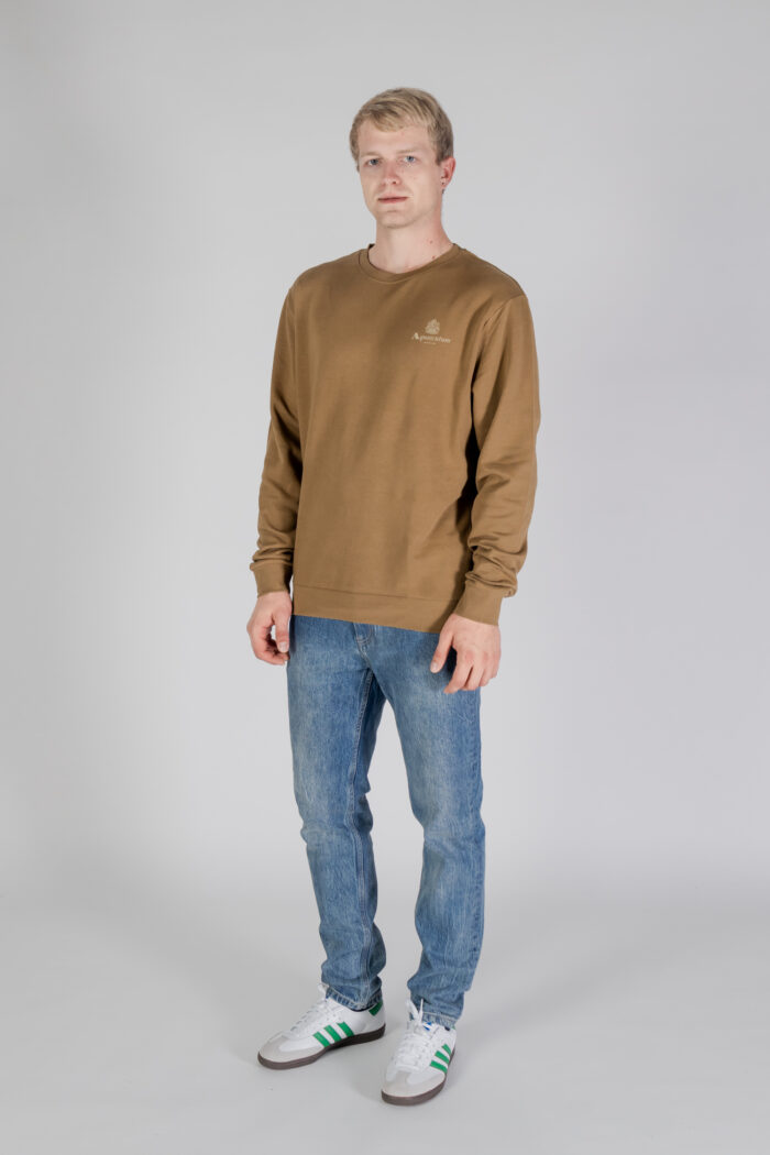 Felpa senza cappuccio Aquascutum ACTIVE SMALL LOGO CREWNECK Marrone