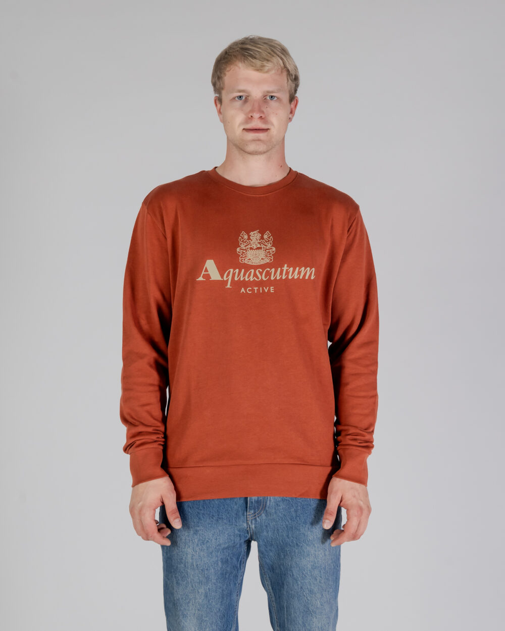 Felpa senza cappuccio Aquascutum ACTIVE BIG LOGO CREWNECK Ruggine - Foto 1