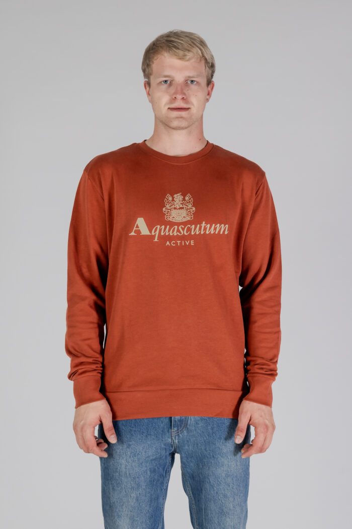 Felpa senza cappuccio Aquascutum ACTIVE BIG LOGO CREWNECK Ruggine