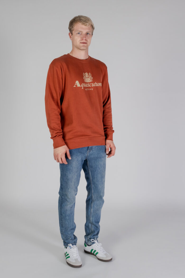 Felpa senza cappuccio Aquascutum ACTIVE BIG LOGO CREWNECK Ruggine