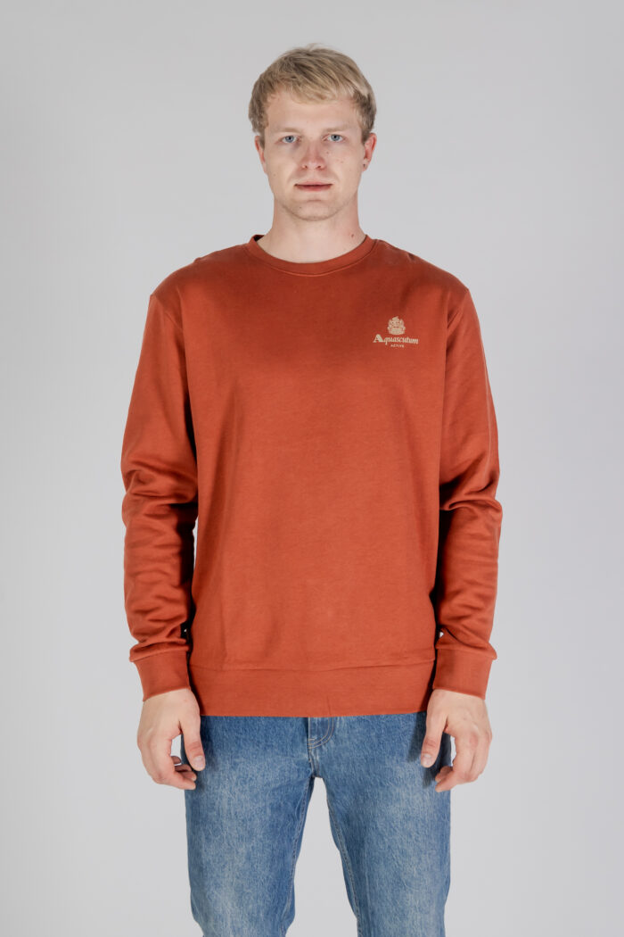 Felpa senza cappuccio Aquascutum ACTIVE SMALL LOGO CREWNECK Ruggine