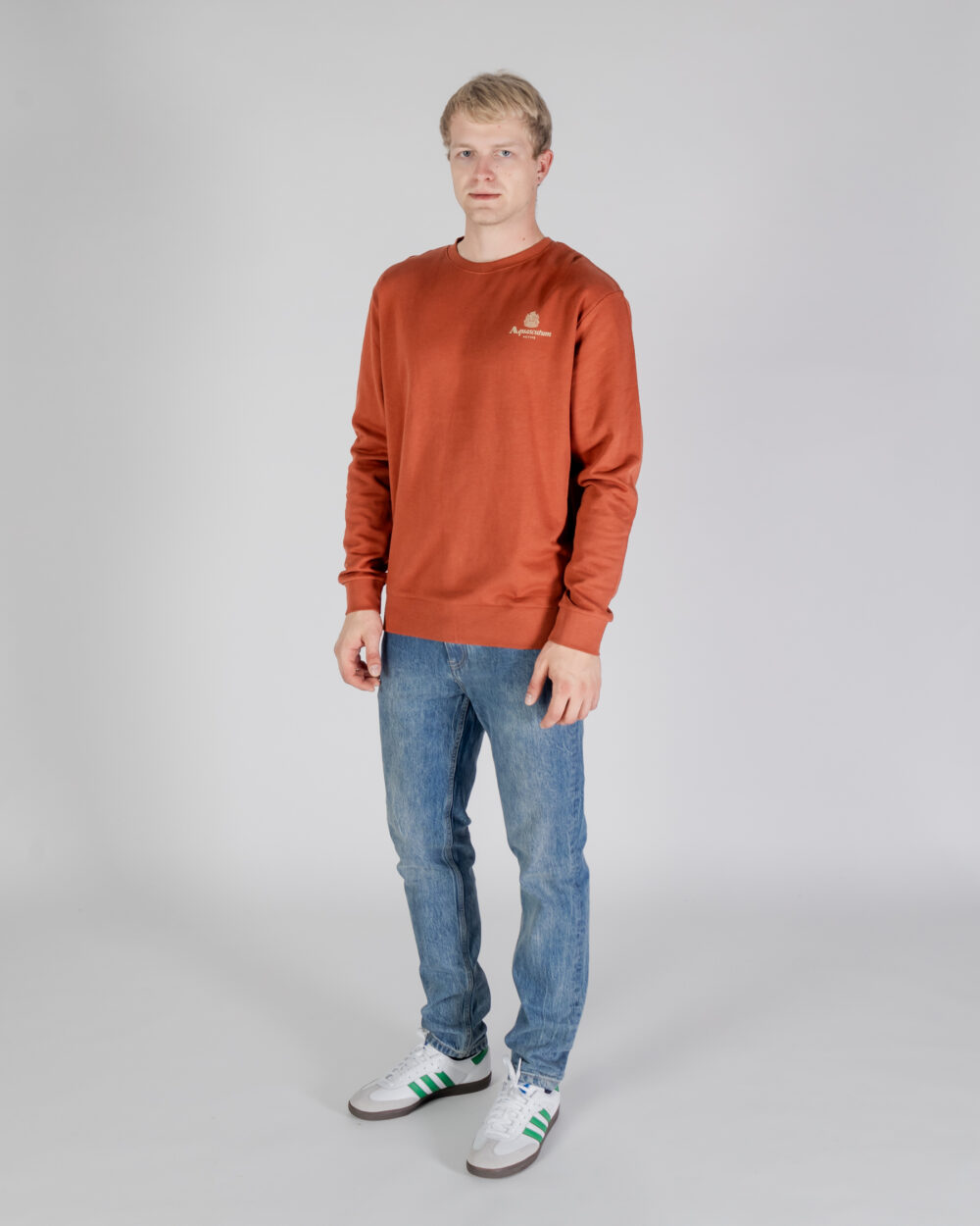 Felpa senza cappuccio Aquascutum ACTIVE SMALL LOGO CREWNECK Ruggine - Foto 2