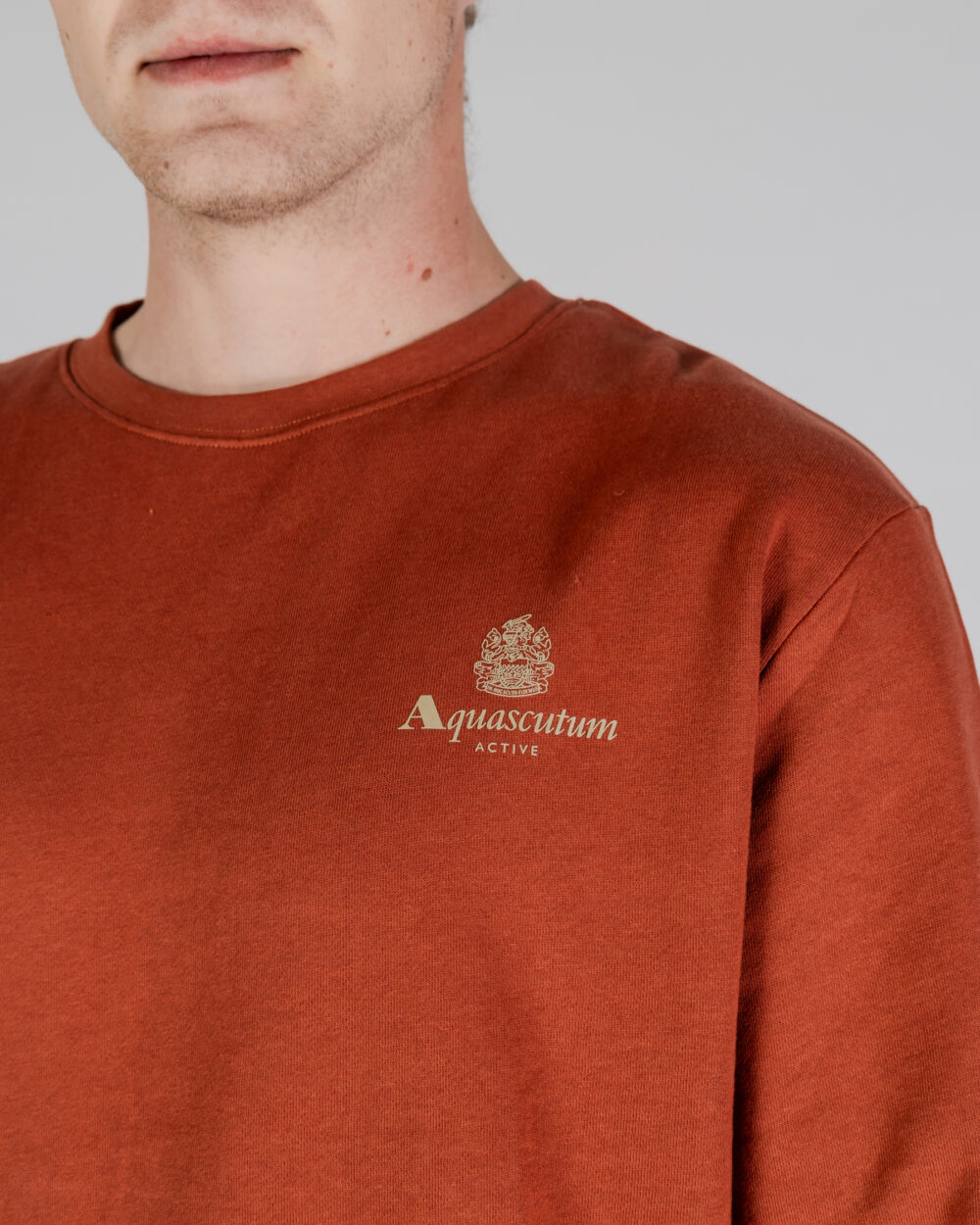 Felpa senza cappuccio Aquascutum ACTIVE SMALL LOGO CREWNECK Ruggine - Foto 4