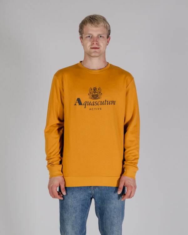 Felpa senza cappuccio Aquascutum ACTIVE BIG LOGO CREWNECK Senape - Foto 1