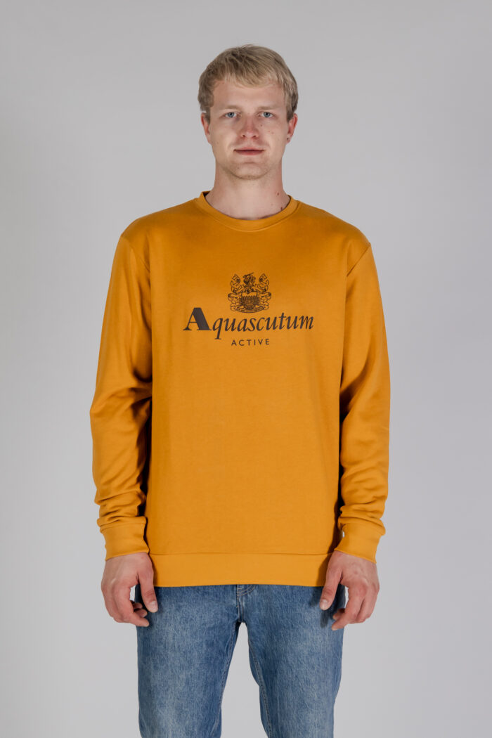 Felpa senza cappuccio Aquascutum ACTIVE BIG LOGO CREWNECK Senape