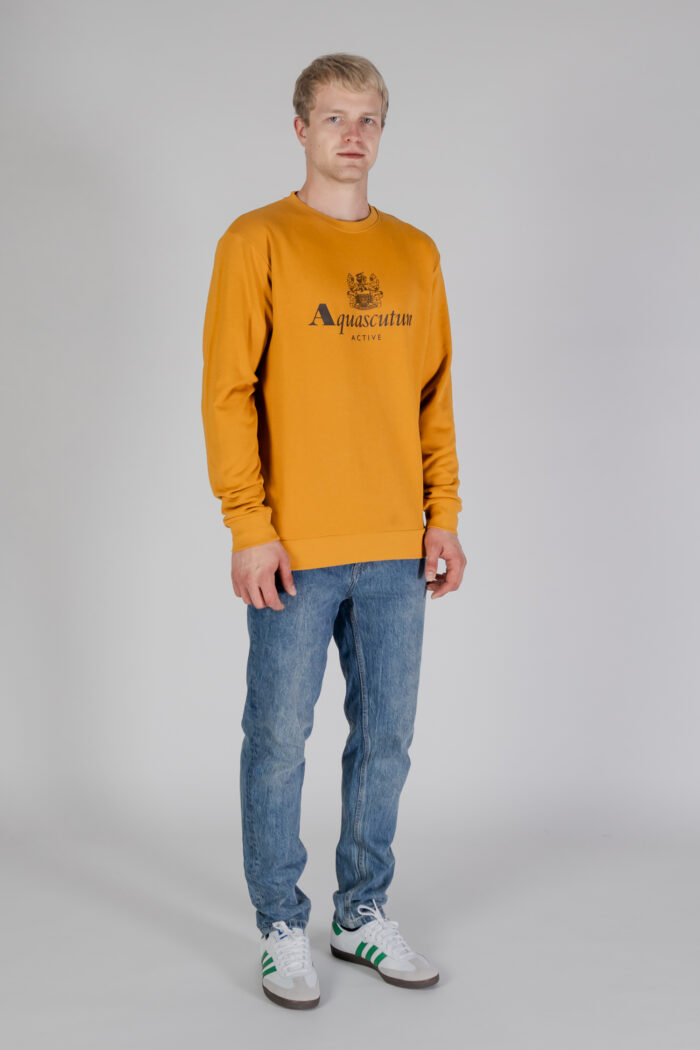 Felpa senza cappuccio Aquascutum ACTIVE BIG LOGO CREWNECK Senape