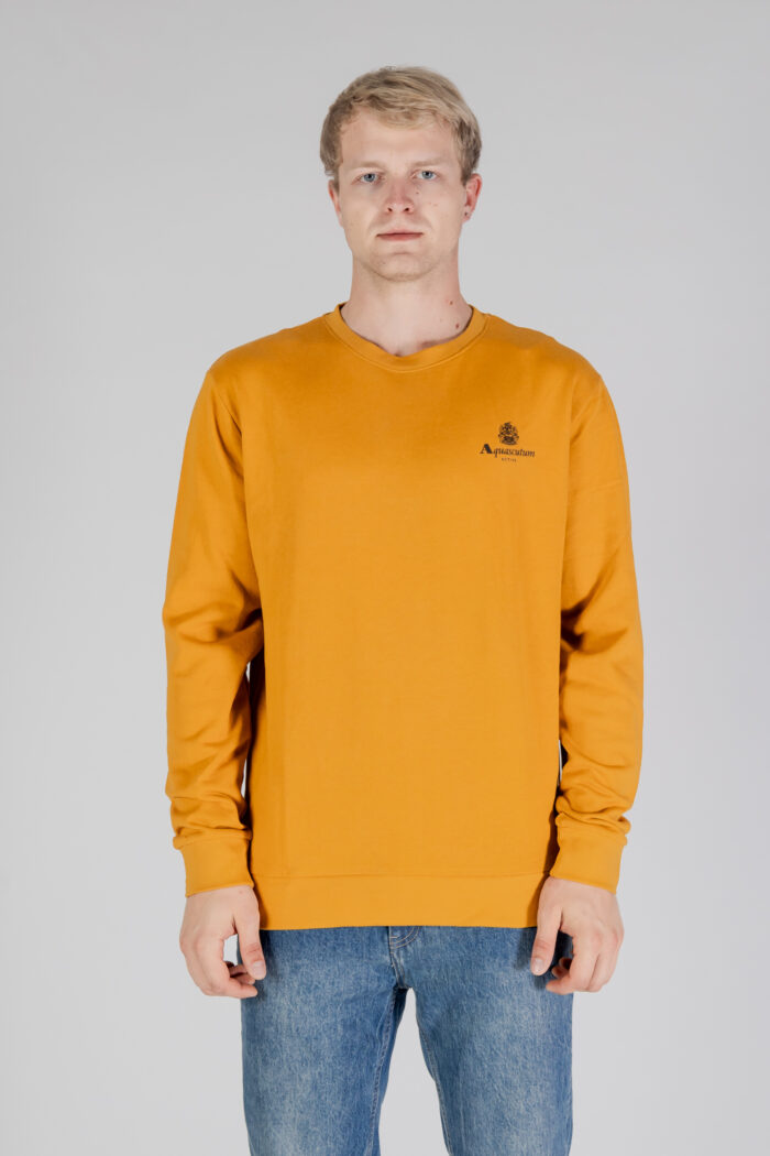 Felpa senza cappuccio Aquascutum ACTIVE SMALL LOGO CREWNECK Senape