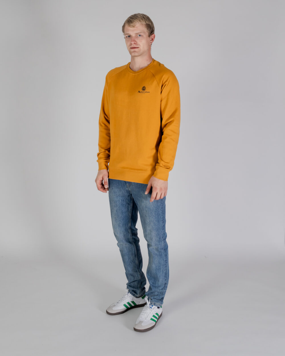 Felpa senza cappuccio Aquascutum ACTIVE SMALL LOGO RAGLAN Senape - Foto 3