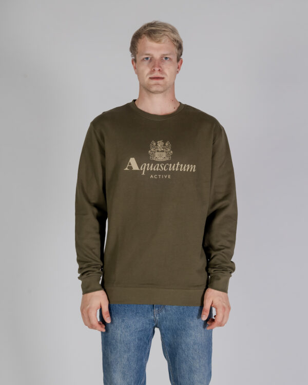 Felpa senza cappuccio Aquascutum ACTIVE BIG LOGO CREWNECK Verde Oliva - Foto 1