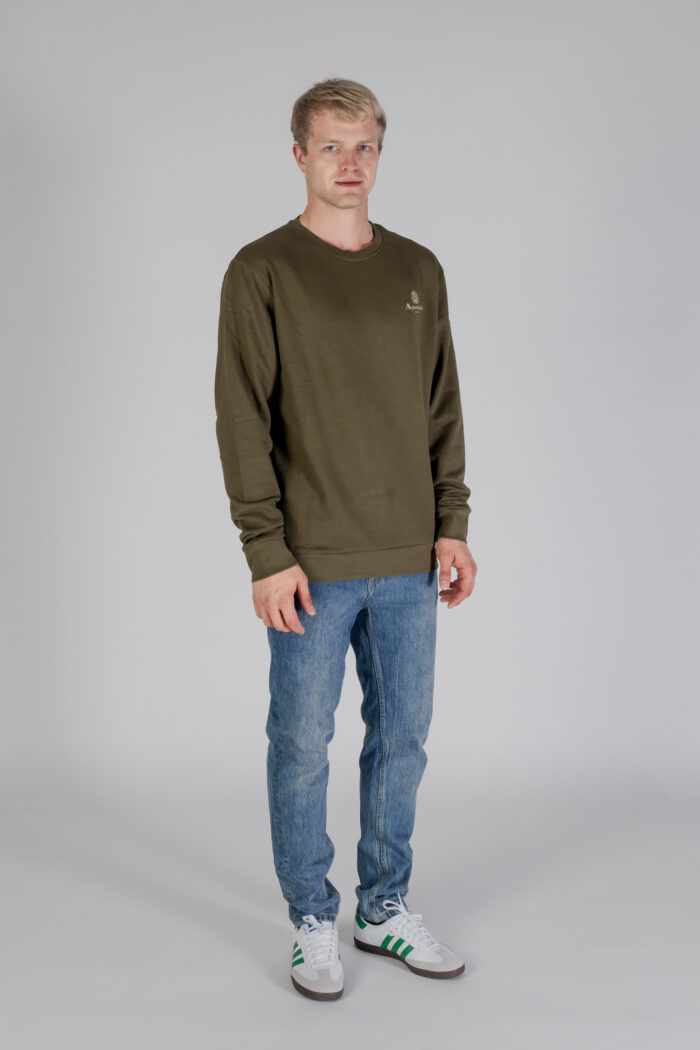 Felpa senza cappuccio Aquascutum ACTIVE SMALL LOGO CREWNECK Verde Oliva