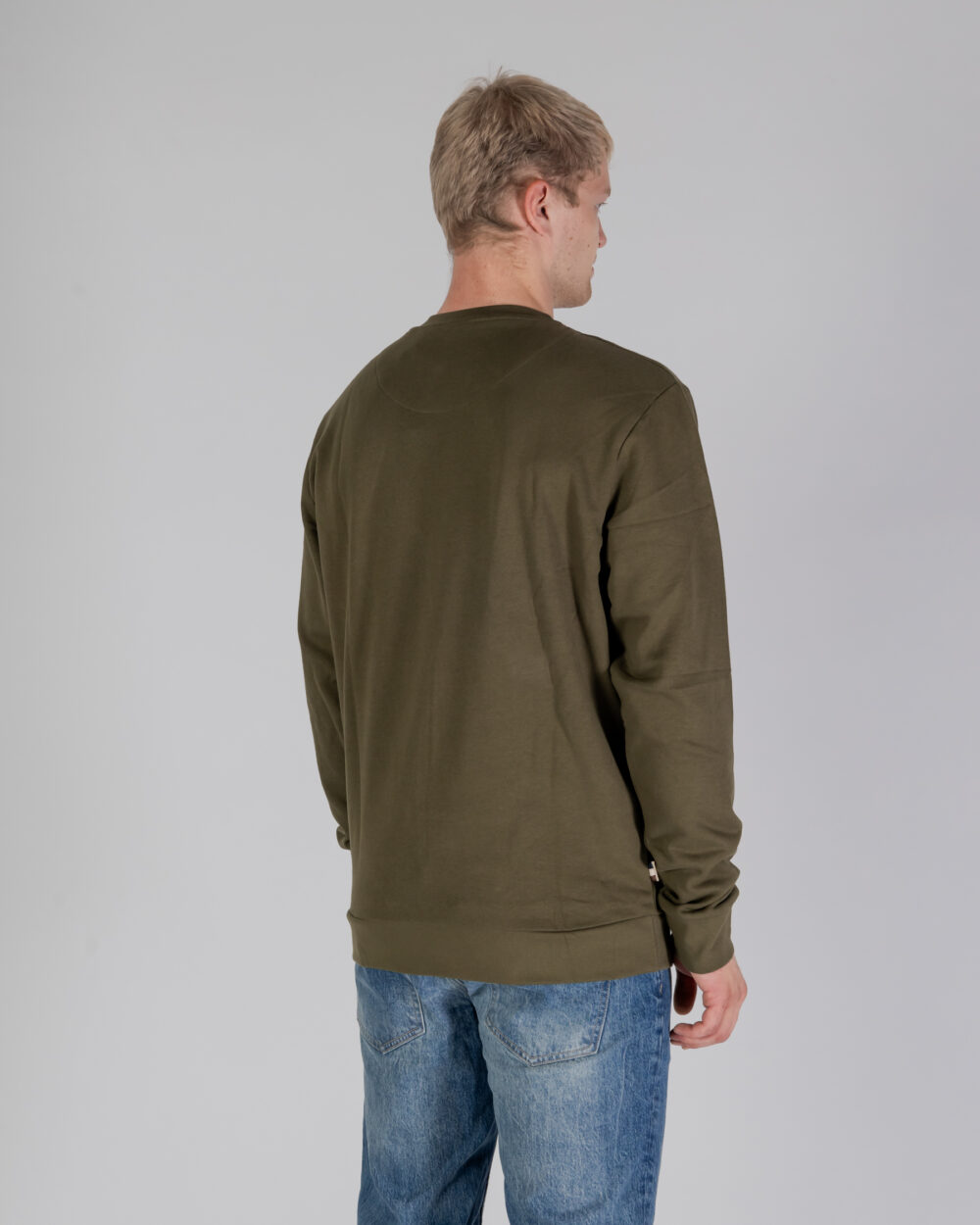 Felpa senza cappuccio Aquascutum ACTIVE SMALL LOGO CREWNECK Verde Oliva - Foto 3