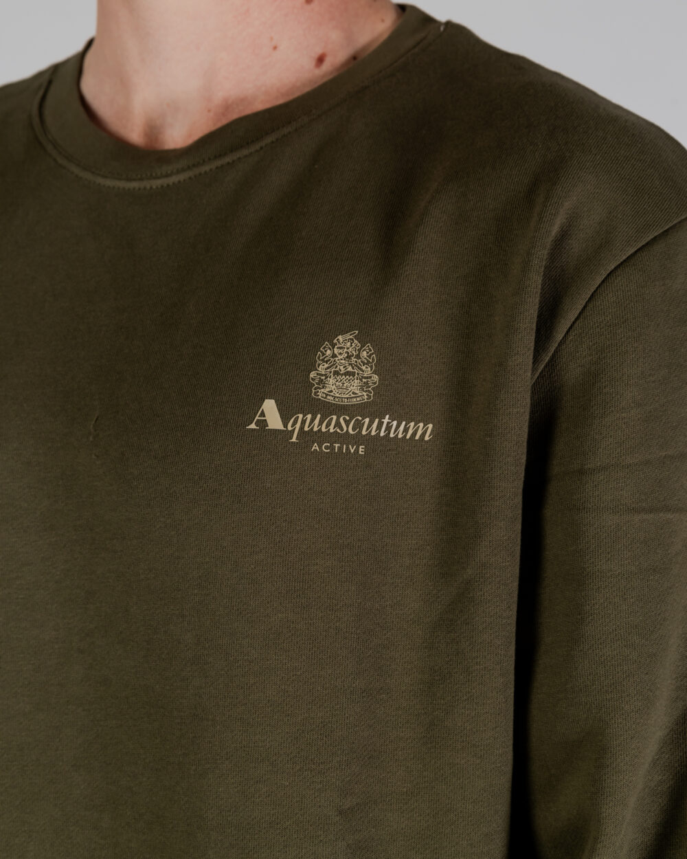 Felpa senza cappuccio Aquascutum ACTIVE SMALL LOGO CREWNECK Verde Oliva - Foto 4