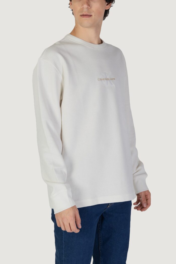 Felpa senza cappuccio Calvin Klein CITY GRID LS TEE Panna