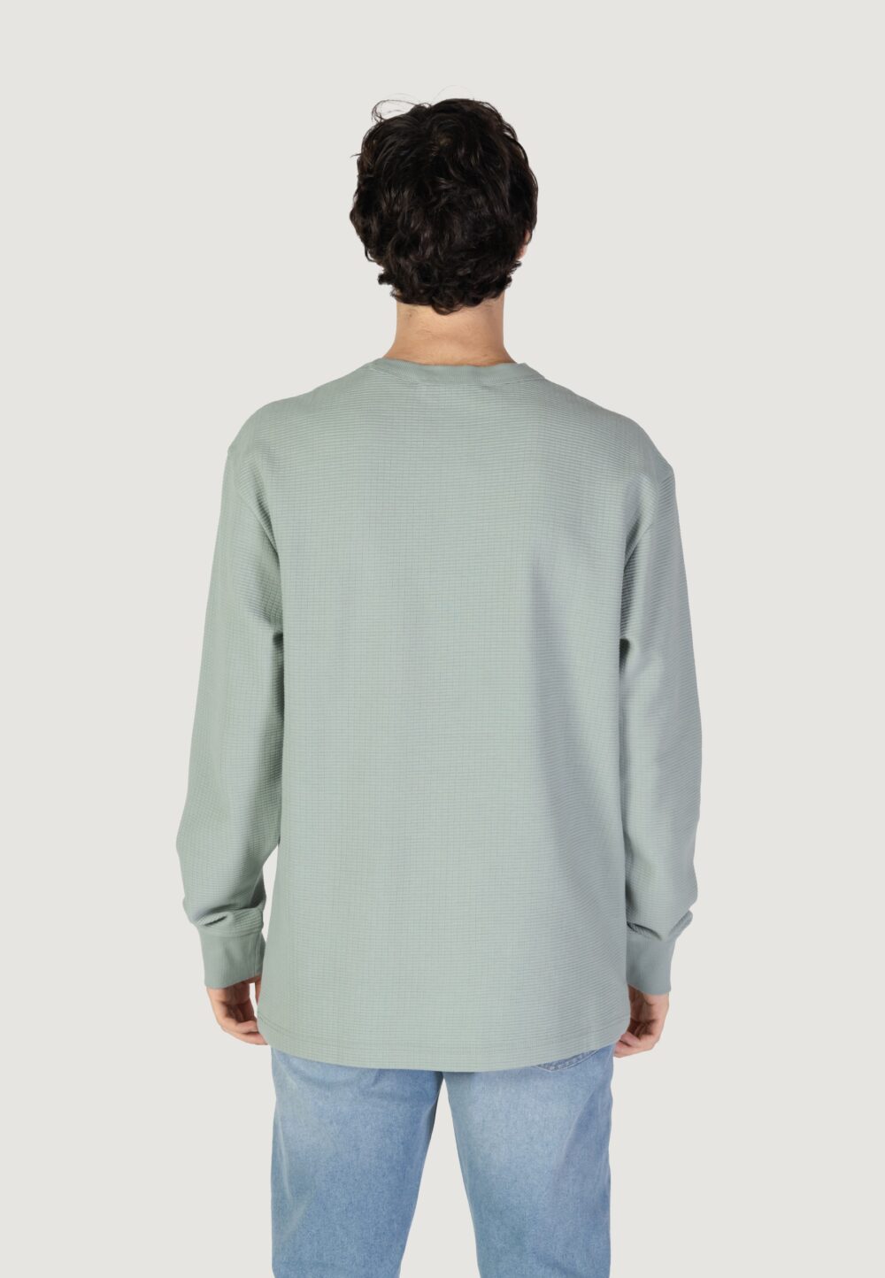 Felpa senza cappuccio Calvin Klein Jeans CITY GRID LS TEE VERDE SALVIA - Foto 3