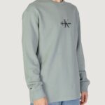 Felpa senza cappuccio Calvin Klein Jeans CITY GRID LS TEE VERDE SALVIA - Foto 4