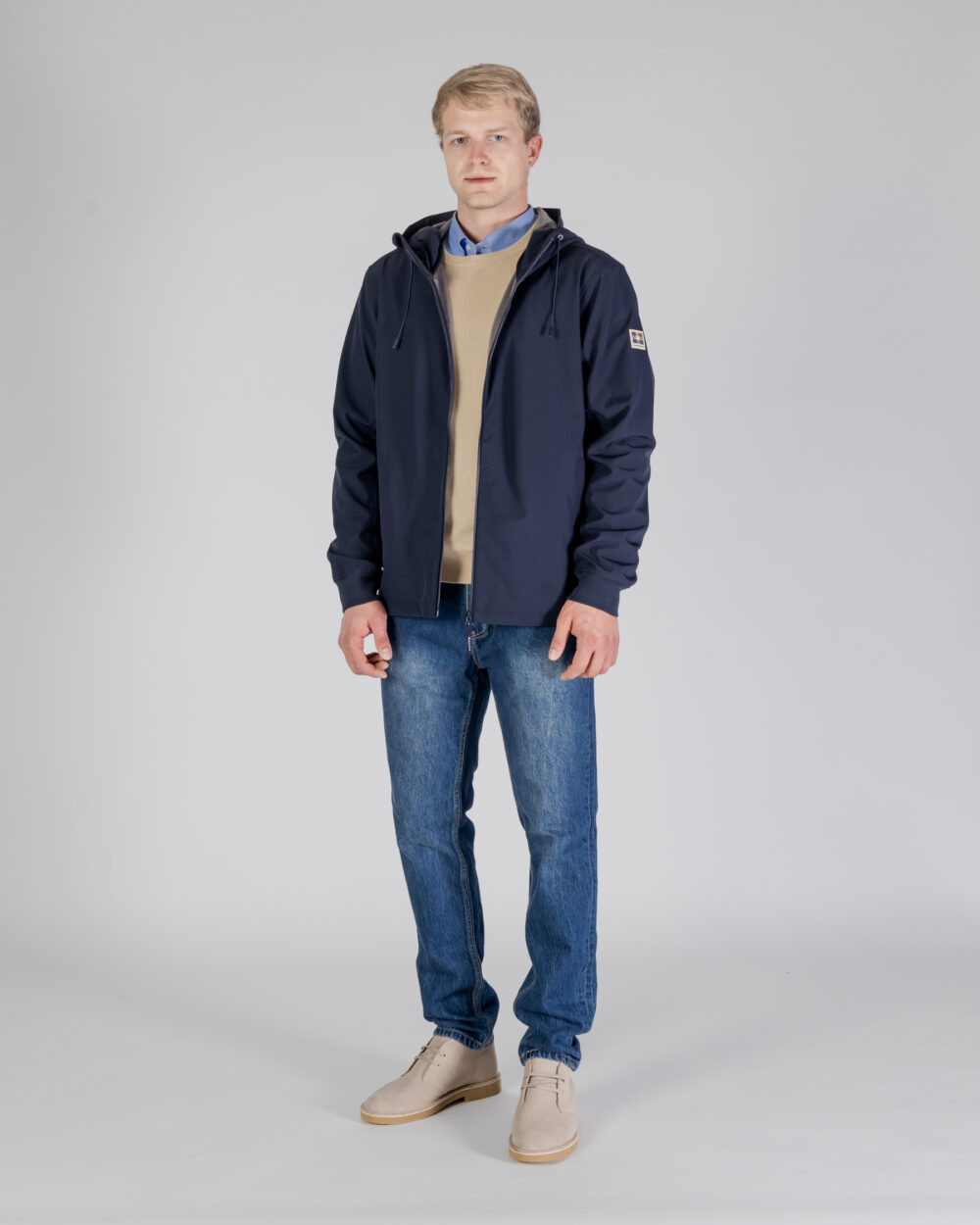 Giacchetto Aquascutum SHELL HYBRID HOODED JACKET Blu - Foto 2