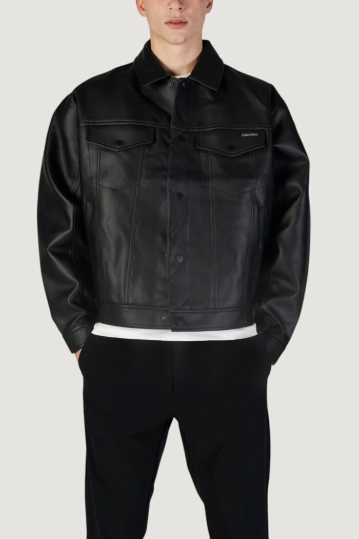 Giacchetto Calvin Klein FAUX LEATHER Nero