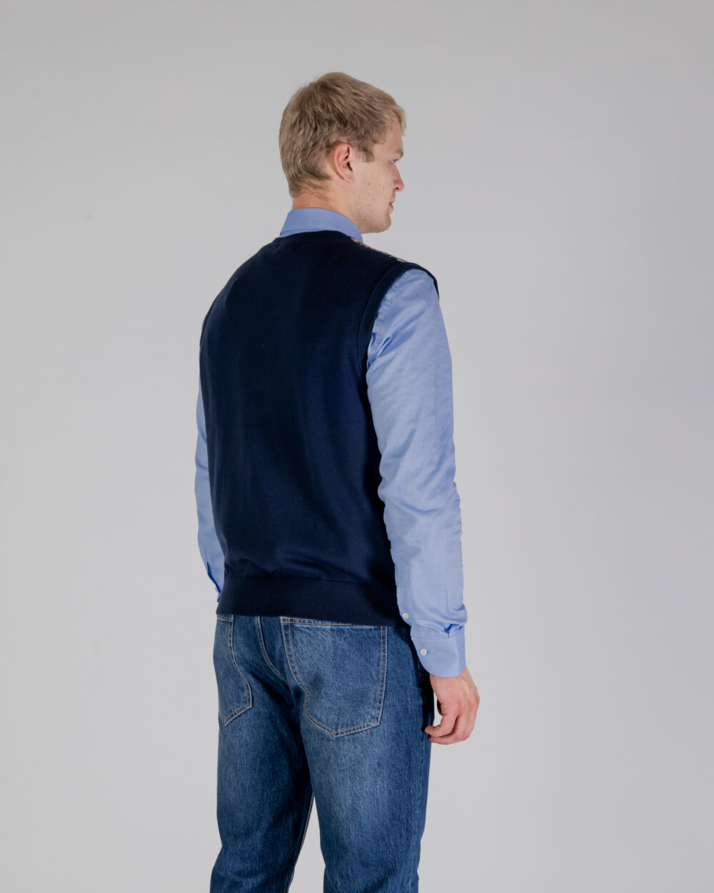 Gilet in maglia Aquascutum ACTIVE CHECK VEST Blu - Foto 5