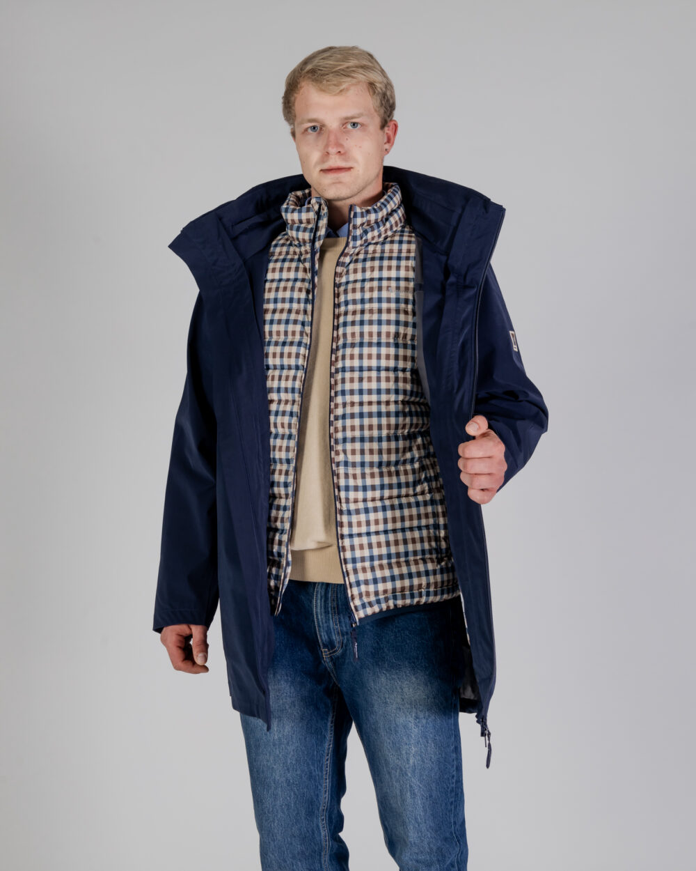 Parka Aquascutum HYDRO 3-WAY ACTIVE CLUB CHECK PARKA Blu - Foto 2